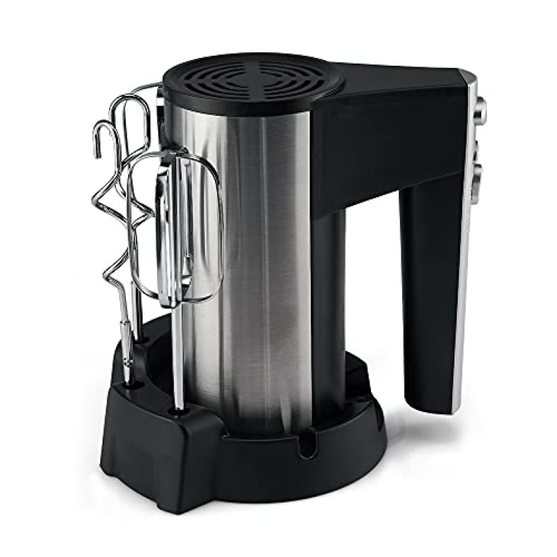 Lifelong Llhm03 Infinia 350-Watt Hand Mixer/Beater|Beat Cream For Cakes| 5 Speed Control And 2 Stainless Steel Beaters, 2 Dough Hooks With Accessory Stand (1 Year Warranty, Black/Silver)