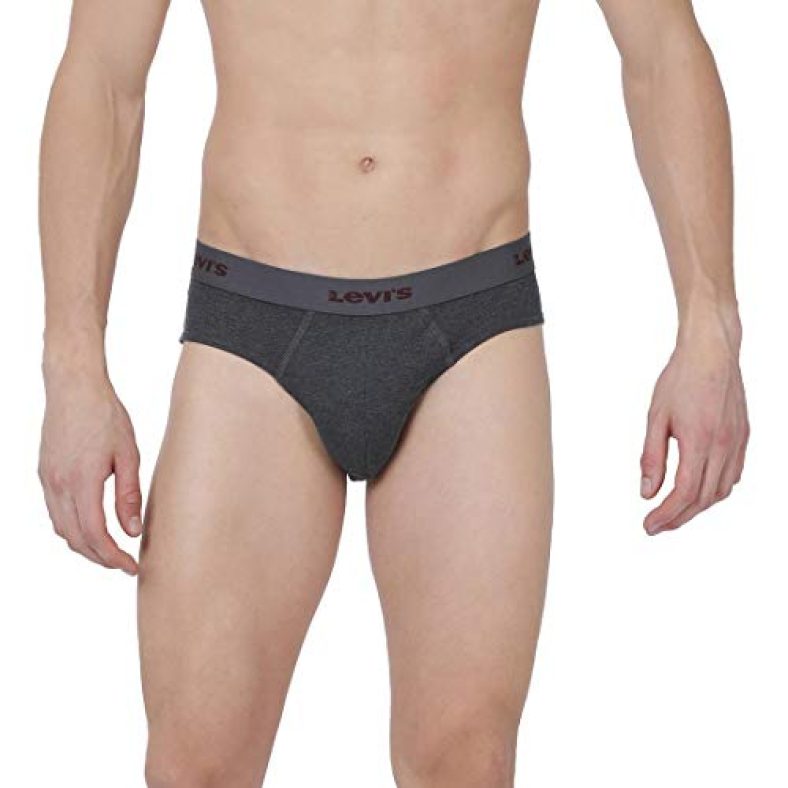 Levi’S Men’S Cotton Brief (Pack Of 2) (# Style-002A_Lt. Grey Melange, Black_Xl_Lt. Grey Melange, Black_Xl)