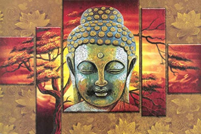 Saf ‘Buddha’ Uv Textured Religious Home Decorative Item Poster (Paper, 12 X 18 Inch, Multicolour) Posterm107
