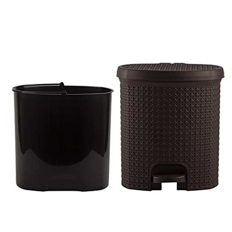 Bellavie Diamond Dust Bin With Inner, 12 Litres, Matte Brown