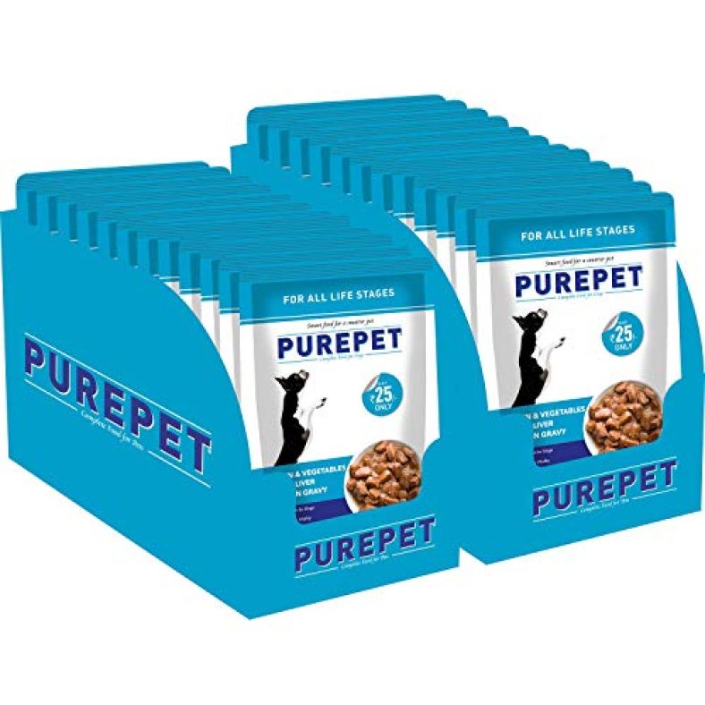 Purepet Wet Dog Food, Chicken And Vegetable Chunks In Gravy For All Life Stages, 24 Pouches (24 X 70G)