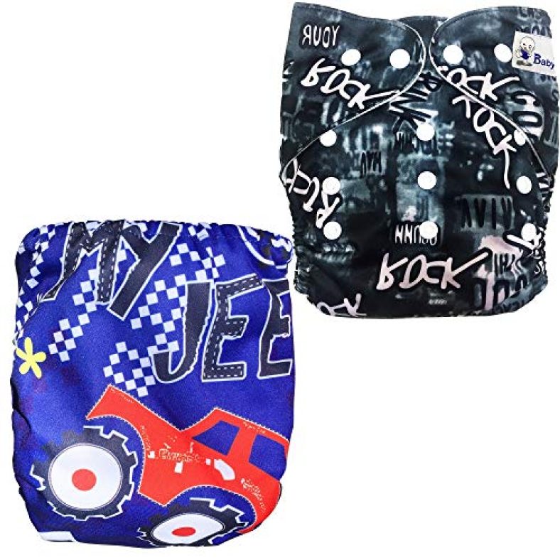 Babymoon (Set Of 2) Reusable Cloth Diaper, Premium Adjustable Size Waterproof Washable Pocket Cloth Diaper Nappie (Suv & Rockstar)