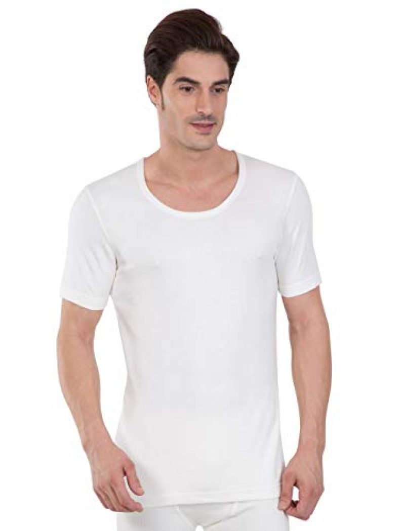 Jockey Deep Round Neck Sleeved Thermal Vest 2400_Off White_S