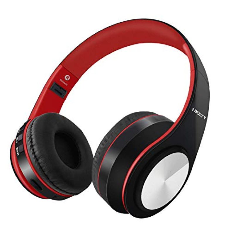 Fire-Boltt Blast 1000 Hi-Fi Stereo Over-Ear Wireless Bluetooth Headphones With Foldable Earmuffs, 20-Hours Playtime & Built-In Mic (Red)
