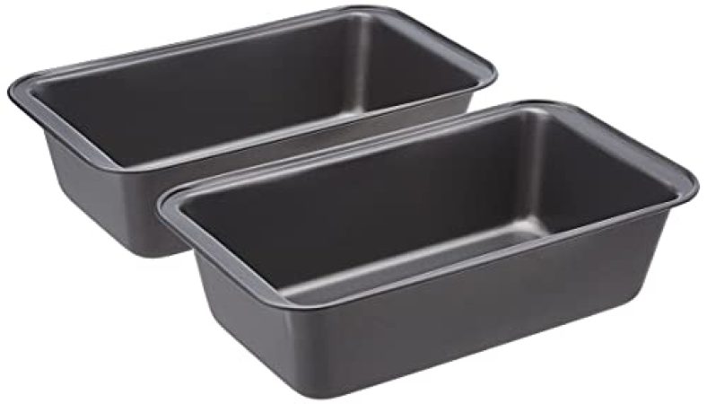 Amazonbasics Nonstick Carbon Steel Baking Bread Pan, 9.5 X 5 Inch, Set Of 2