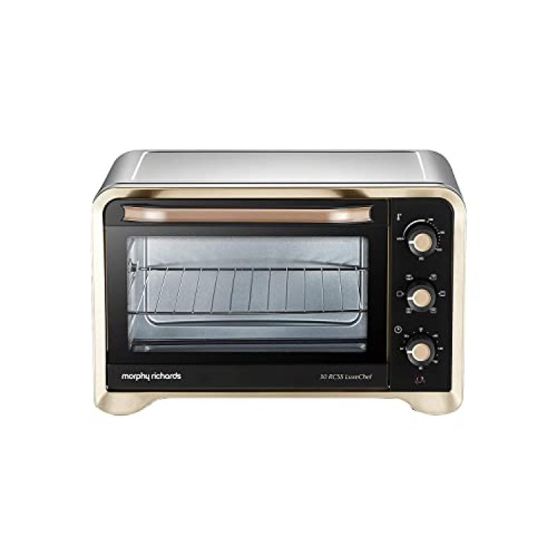 Morphy Richards 30 Rcss Luxechef 30 Liters Oven Toaster Griller (Otg) With Illuminated Chamber, Convection And Rotisserie Function, Stainless Steel Body, Gold/Matte Black