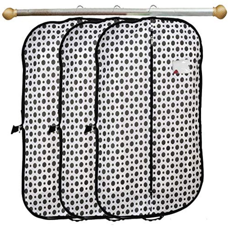 Heart Home Polka Dots Printed 3 Pieces Foldable Non Woven Men’S Coat Blazer Cover (Black & White)- Heart3929