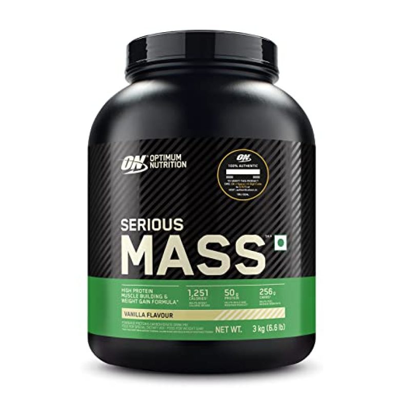 Optimum Nutrition (On) Serious Mass Gainer (Veg), High Protein High Calorie Weight Gainer – 3 Kg (Vanilla) With Vitamins & Minerals