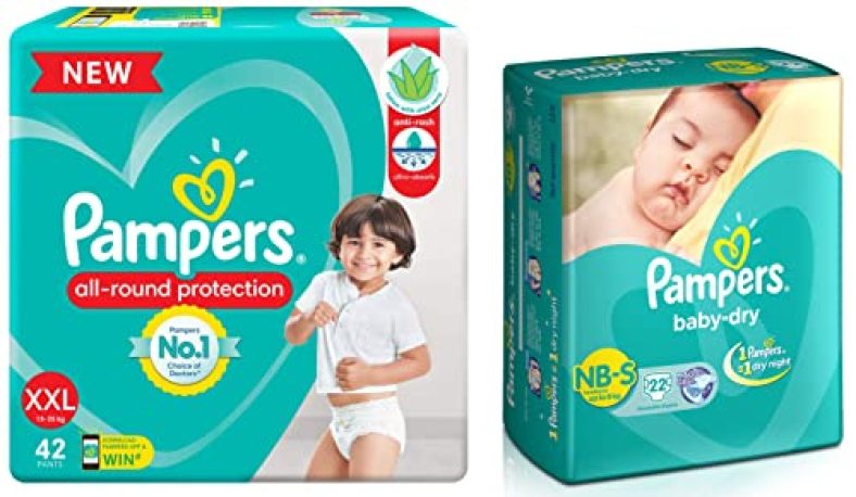 Pampers All Round Protection Pants, Double Extra Large Size Baby Diapers (Xxl) 42 Count, Anti Rash Diapers, Lotion With Aloe Vera & Pampers Taped Baby Diapers, Small (Sm), 22 Count