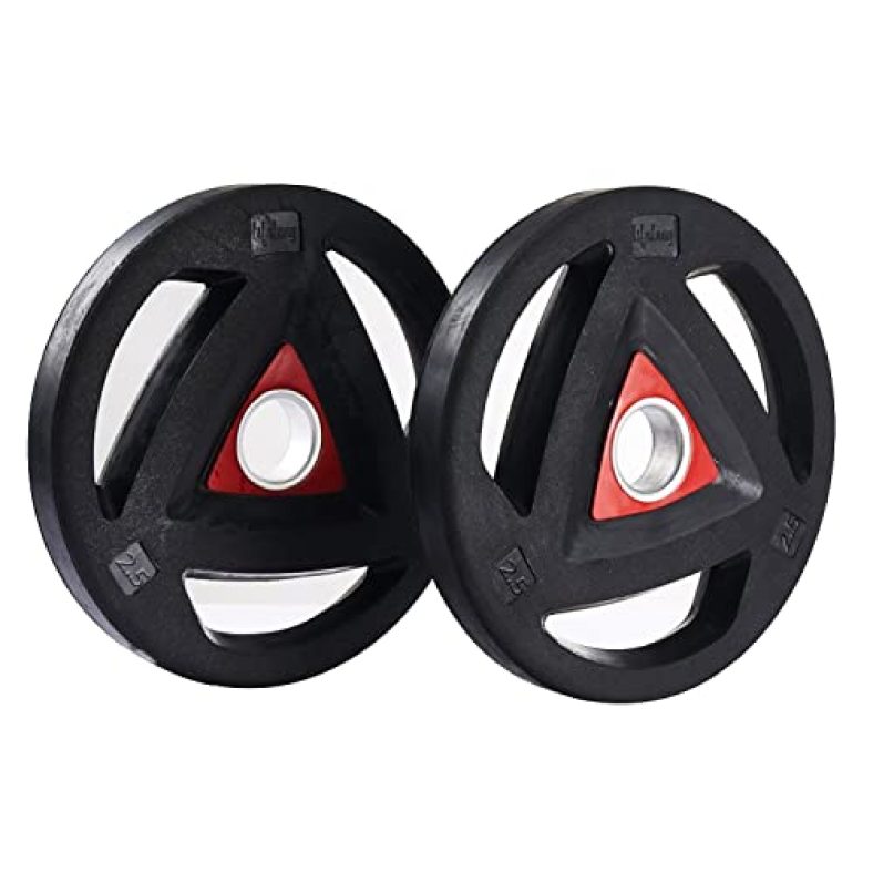 Lifelong Olympic Barbell Rubber Weight Plates With Internal Dia And 3 Holes Hand Grip (Packed In Pair 2.5Kg*2=5Kg) Set For Weight Lifting, Dumbbell Bars, Strength Training And Home Gym Fitness Workout