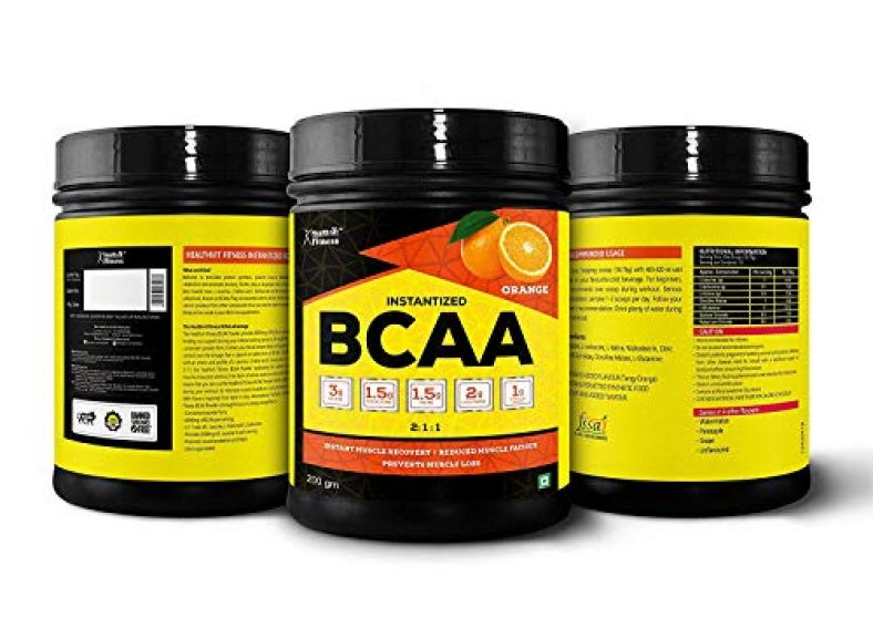 Healthvit Fitness Bcaa 6000Mg 2:1:1 With L-Glutamine & L-Citrulline Malate, 200G (10 Servings) Orange Flavor