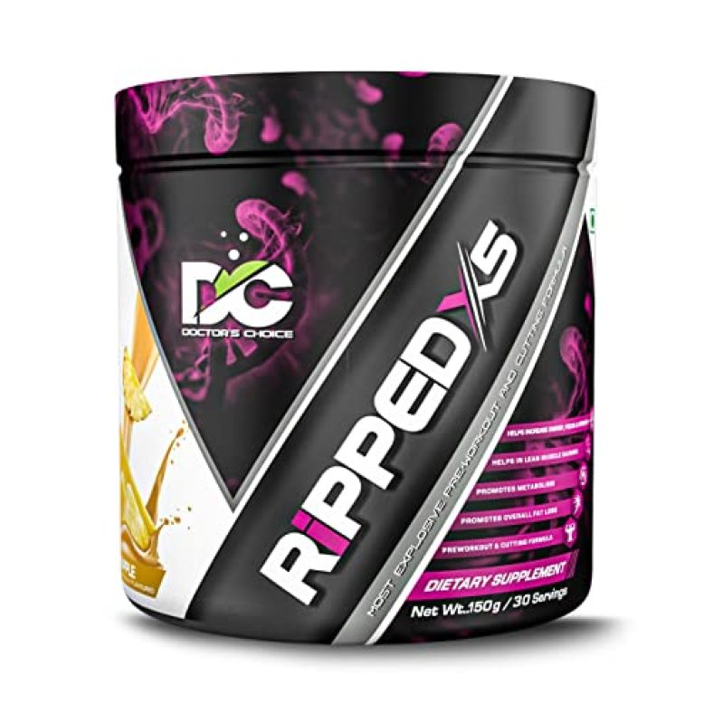 Dc Doctor’S Choice Ripped – X5 Most Explosive Pre-Workout For Strength And Support, With Cla, Natural Caffeine, L-Carnitine, Boost Performance, Usa Fda Regd (30 Servings – Pineapple)