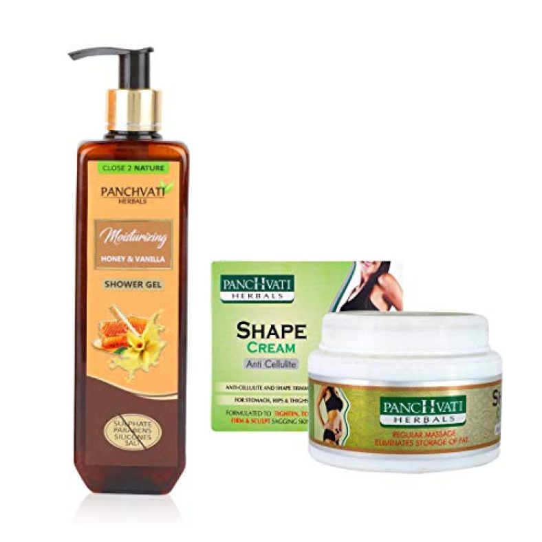 Panchvati Honey & Vanilla Shower Gel 300 Ml + Anti Cellulite Shape Cream 100G, Combo Pack