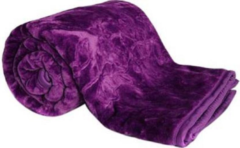Gkm Floral Single Mink Blanket For  Heavy Winter(Polyester, Purple)