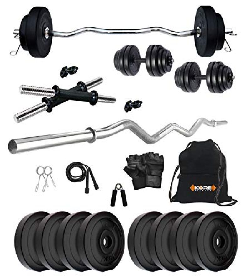 Kore K-Pvc 20Kg Combo 3 Leather Home Gym And Fitness Kit