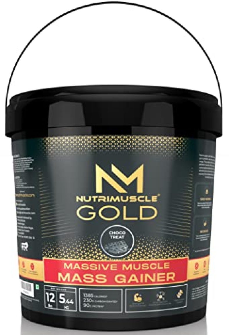 Nutrimuscle Massive Gold Muscle Mass Gainer – 12 Lbs – 5.44 Kgs – Choco Treat