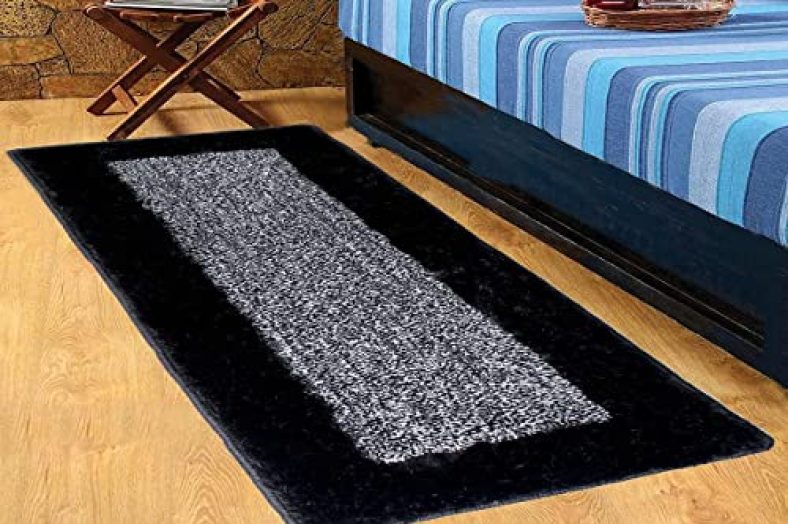 Own Shop Cotton, Reversible Soft Multi-Purpose Floor Rug, For Living Room Kitchen Runner, 2X5 Feet (Black Mix)