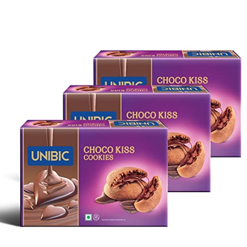 Unibic Choco Kiss Cookies 250G (Pack Of 3), Filled With Chocolate, Rich & Indulgent Snack Delicious Creamy Flavors, Crunchy And Choco Cream Centred Biscuits Made For Chocoholics
