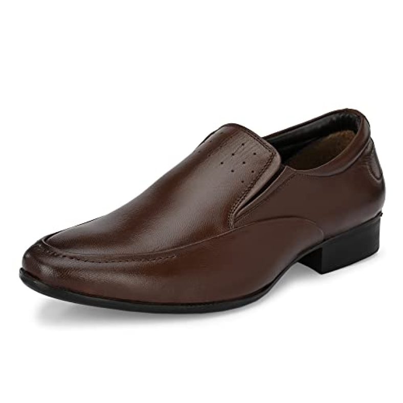 Auserio Men’S Slip-On Genuine Leather Formal Shoes Sse 199 Brown_9 Uk