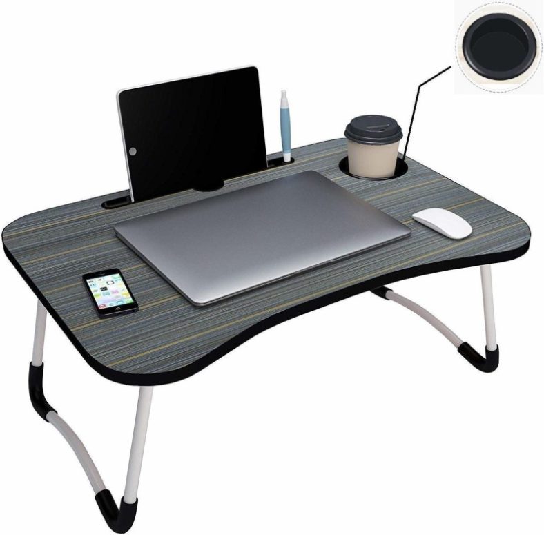 Jesavi Enterprise Laptop Table Wood Portable Laptop Table(Finish Color – Black, Pre Assembled)