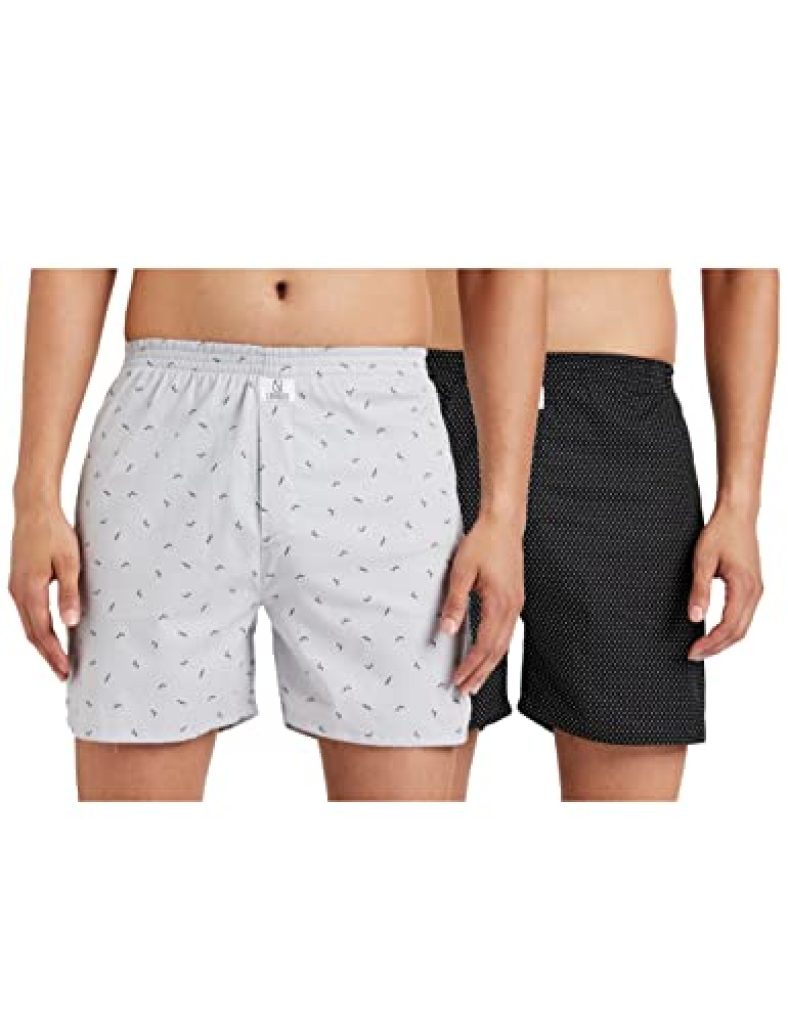 Longies Men’S Cotton Boxer (Pack Of 2) (Lgboxpo2008S_Multicolor_Small_Pk Of 2_Black_S)