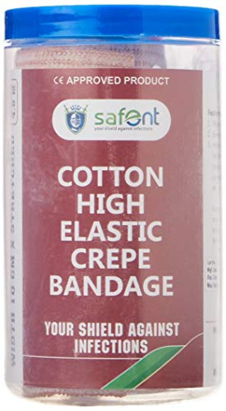 Safent Safe0059-Set-6 Cotton High Elastic Bandage – 4 Inch – (10Cm*4.5M) (Set Of 6) (Beige)