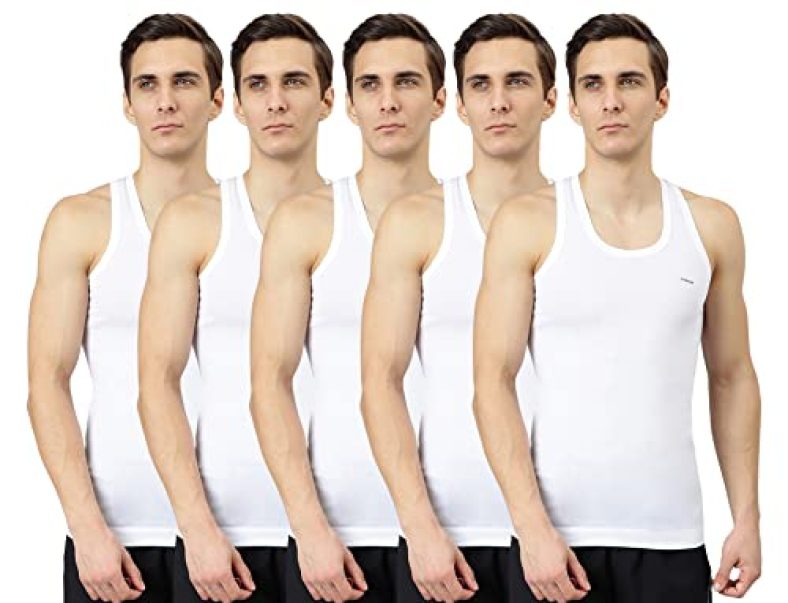 Dollar Bigboss Men’S White Pack Of 5 Fine Rn Vest (8905203195022_Mbve-01-R2-Finern-Wht-Po5-Xl)