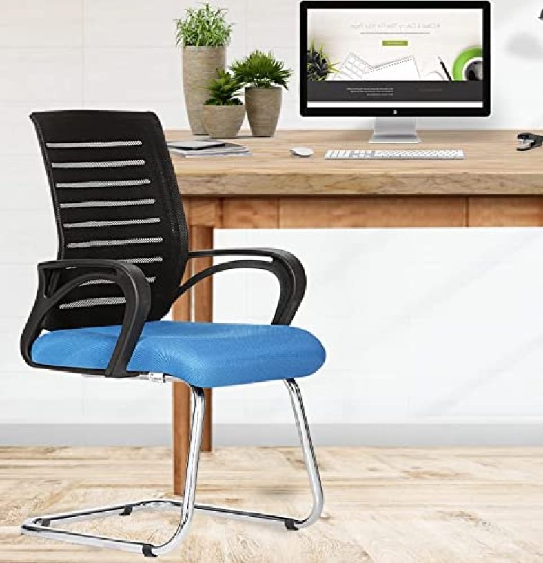 Da Urban® Tulip Medium Back Mesh | Heavy Duty Metal Frame | Office Visitor/Study | Ergonomic Chair (Blue) (1 Pc)