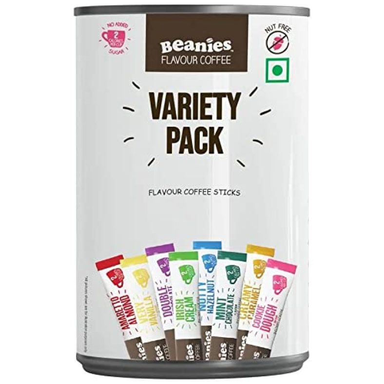 Beanies|Instant Flavoured Coffee |Variety Pack – 12 Sachets, 2G Each|Low Calorie, Sugar Free|24 G|Pack Of 1
