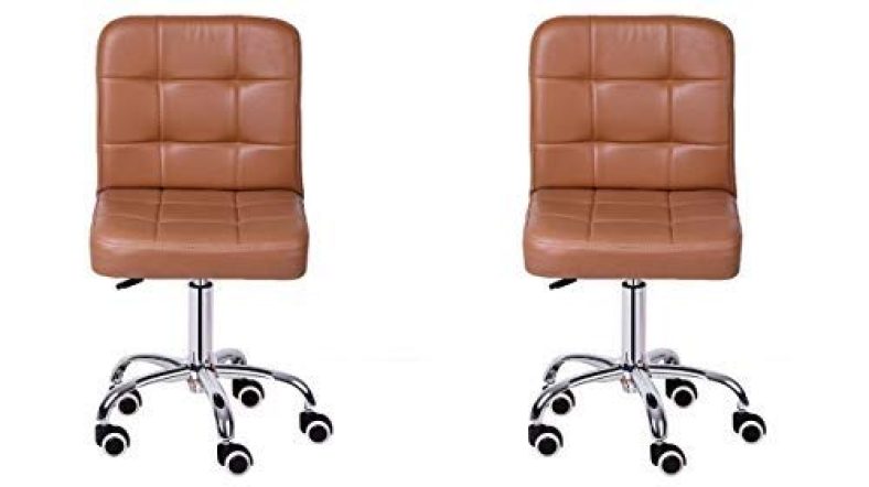 Da Urban® Cadbury Pack Of 2 Height Adjustable & Revolving Bar Stool / Kitchen Chair With Wheels (Beige)