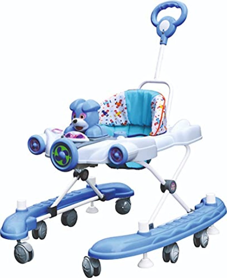 Toyzone Baby Walker Without Rocking-11750 | First Step Baby Walker With Handle | Lightweight And Transportable |Comfortable Seat | Rotatable Wheel |Infant & Baby Activity Walker | Height Adjustment | Durable Wheels | Washable & Detachable Seat | Dynamic Music | Multicolor | For Age 6 Months+