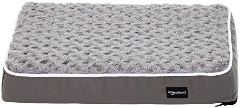 Amazonbasics Ergonomic Polyester Foam Pet Bed – 15 X 20 Inches, Grey, For Small Dogs, Puppies And Cats