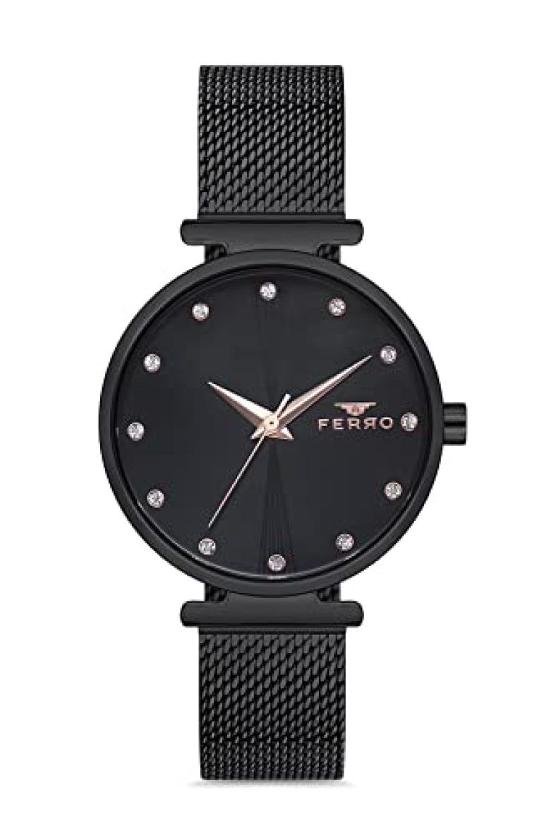 Ferro Analog Black Dial Women’S Watch-F2995C-1129-G