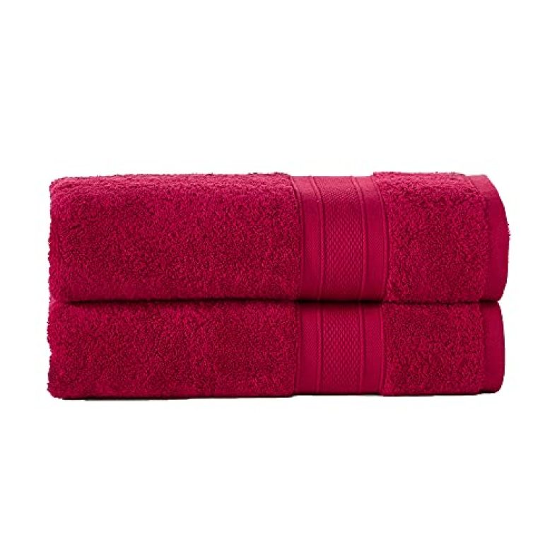 Trident Soft And Plush, 100% Cotton, Highly Absorbent, Super Soft, 2 Piece Bath Sheet, 500 Gsm, Crimson
