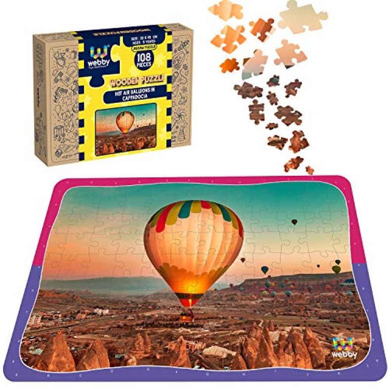 Webby Hot Air Balloons In Cappadocia Wooden Jigsaw Puzzle, 108 Pieces