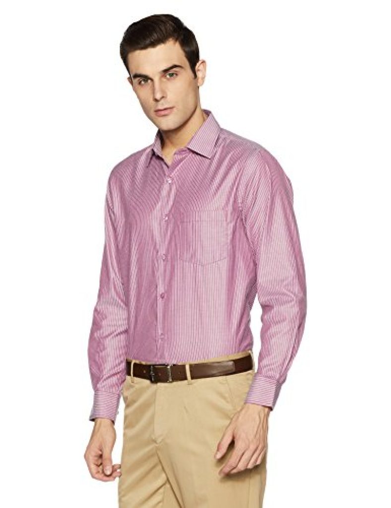 Diverse Men’S Striped Regular Fit Formal Shirt (Dvf01F1L01-184_Sherbet Red 42)
