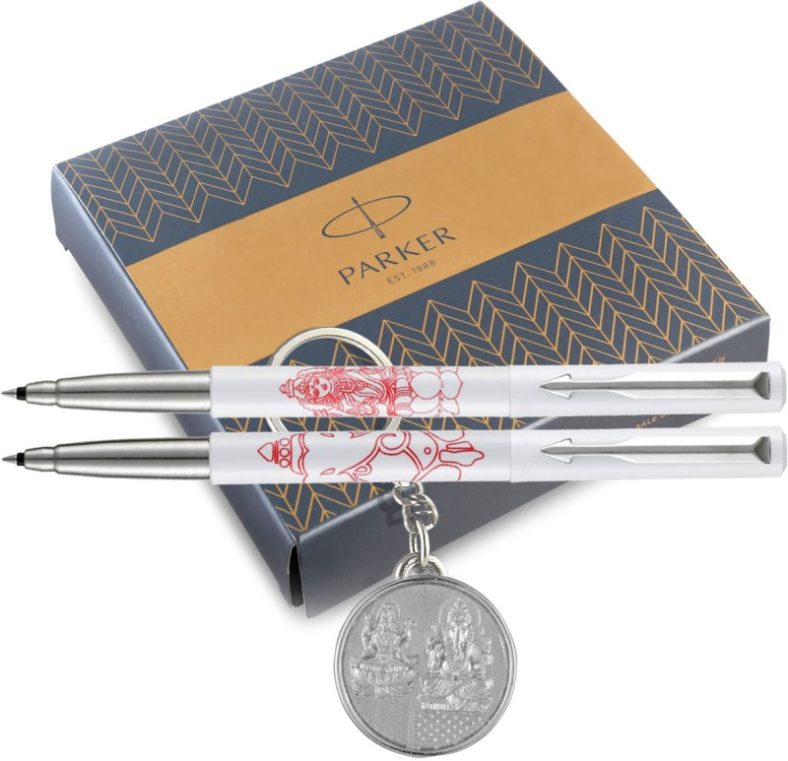 Parker Vector Ganesh Laxmi Roller Ball Pen With Keychain Pen Gift Set(Blue)