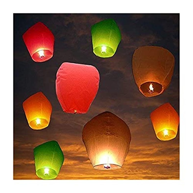 Print Bharat Sky Lanterns Multicolour Hot Air Balloon/Flying Night Sky Light Candle For Diwali/Christmas/Birthday/All Festival Multicolor,Paper (Lanten 30)