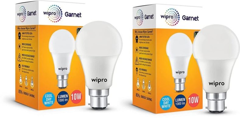 Wipro 10 W Standard B22 Led Bulb(White, Pack Of 2)
