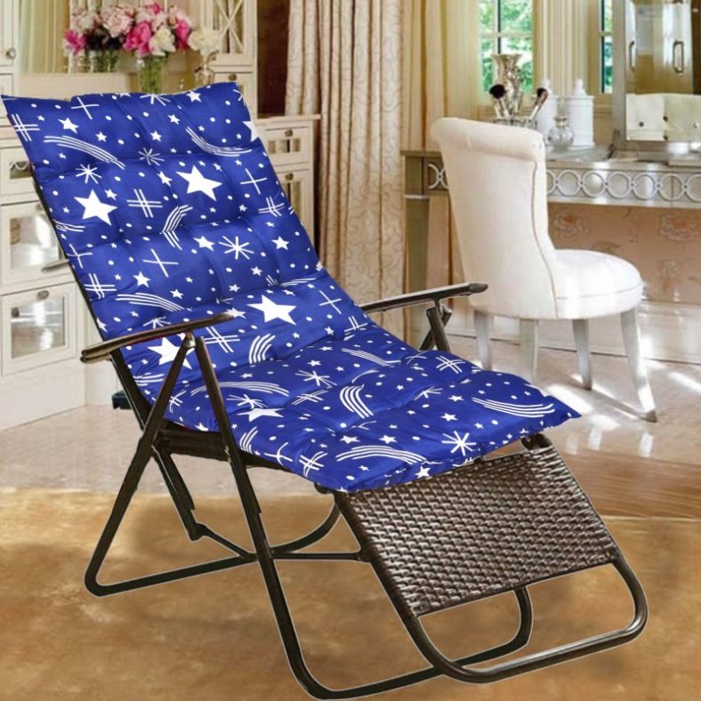 Bell End Luxury Cotton, Microfibre Solid Chair Pad Pack Of 1(Blue Chandtara)