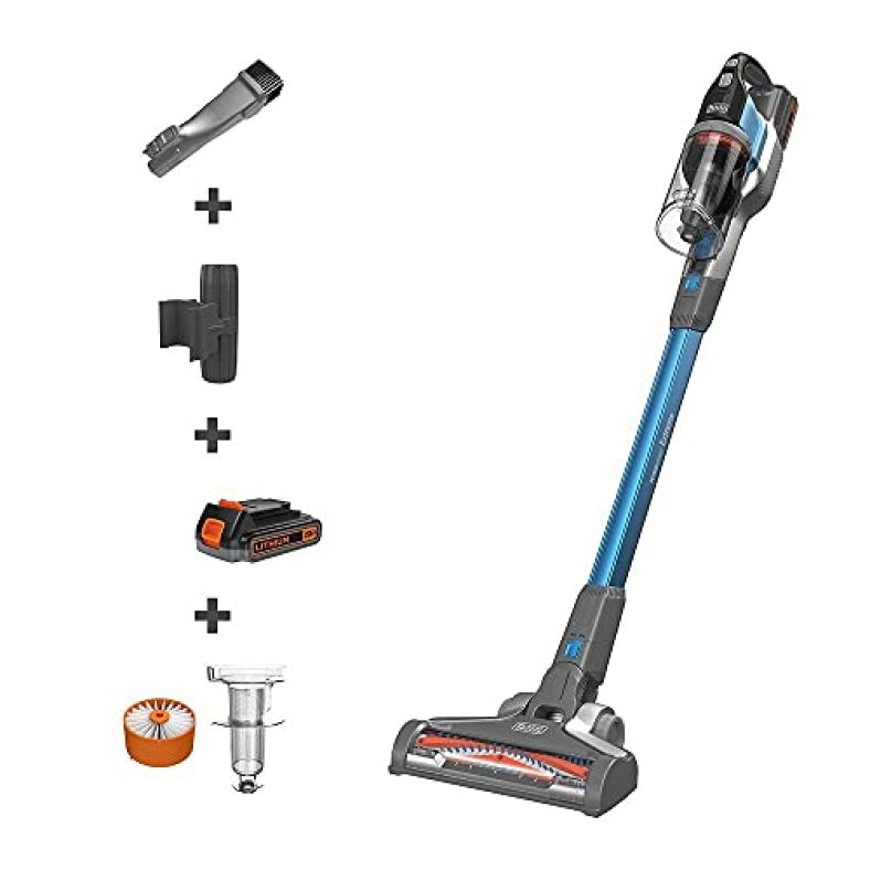 Black+Decker Bsv2020G-B1 Power Series Cordless Stick Vacuum Cleaner With Floorhead Leds, For Cleaning Hard Floors, Area Rugs & Carpet, 20V Li-Ion 40 Aw, 25-Min Run-Time, 1 Year Warranty