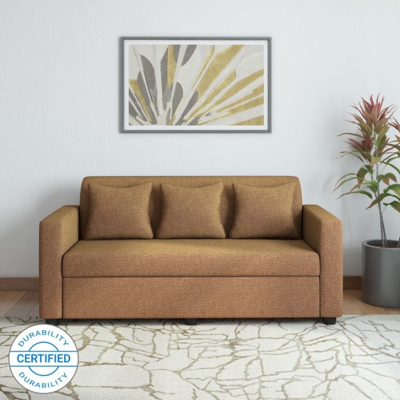 Bharat Lifestyle Lexus Fabric 3 Seater  Sofa(Finish Color – Dakr Brown, Diy(Do-It-Yourself))