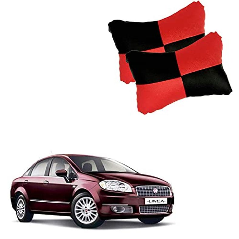 Autokraftz Red Car Cushion In Check Design Material Leatherette_1348