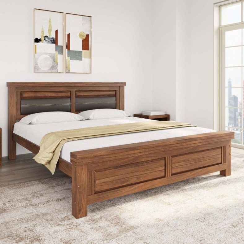 @Home By Nilkamal Solid Wood King Bed(Finish Color – Cappucino, Delivery Condition – Knock Down)