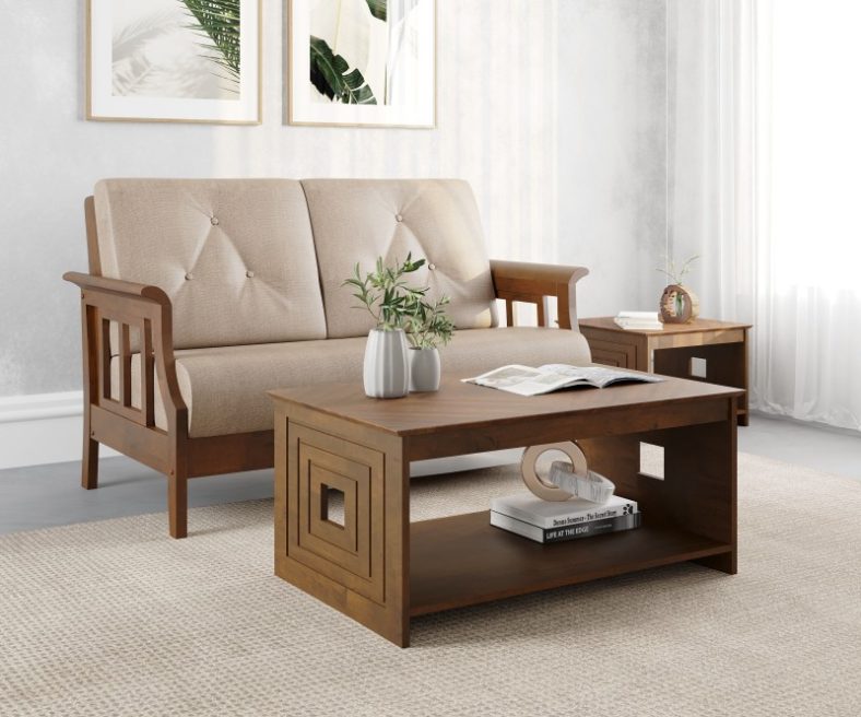 @Home By Nilkamal Crown Solid Wood Coffee Table(Finish Color – Melamine, Knock Down)