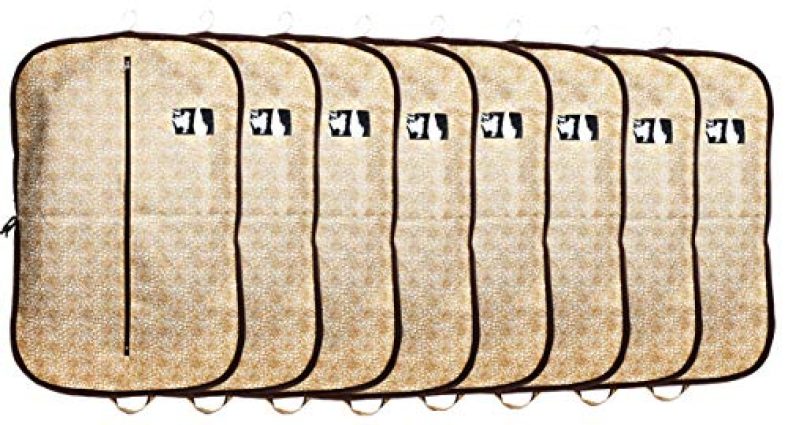 Kuber Industries Metallic Printed 8 Pieces Foldable Non Woven Men’S Coat Blazer Cover (Gold & Brown) -Ctktc38166