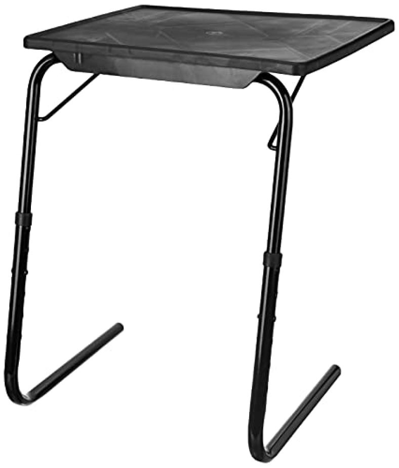 Amazon Brand – Solimo Swerve Height Adjustable Plastic Laptop & Utility Table With Cup Holder (Black)