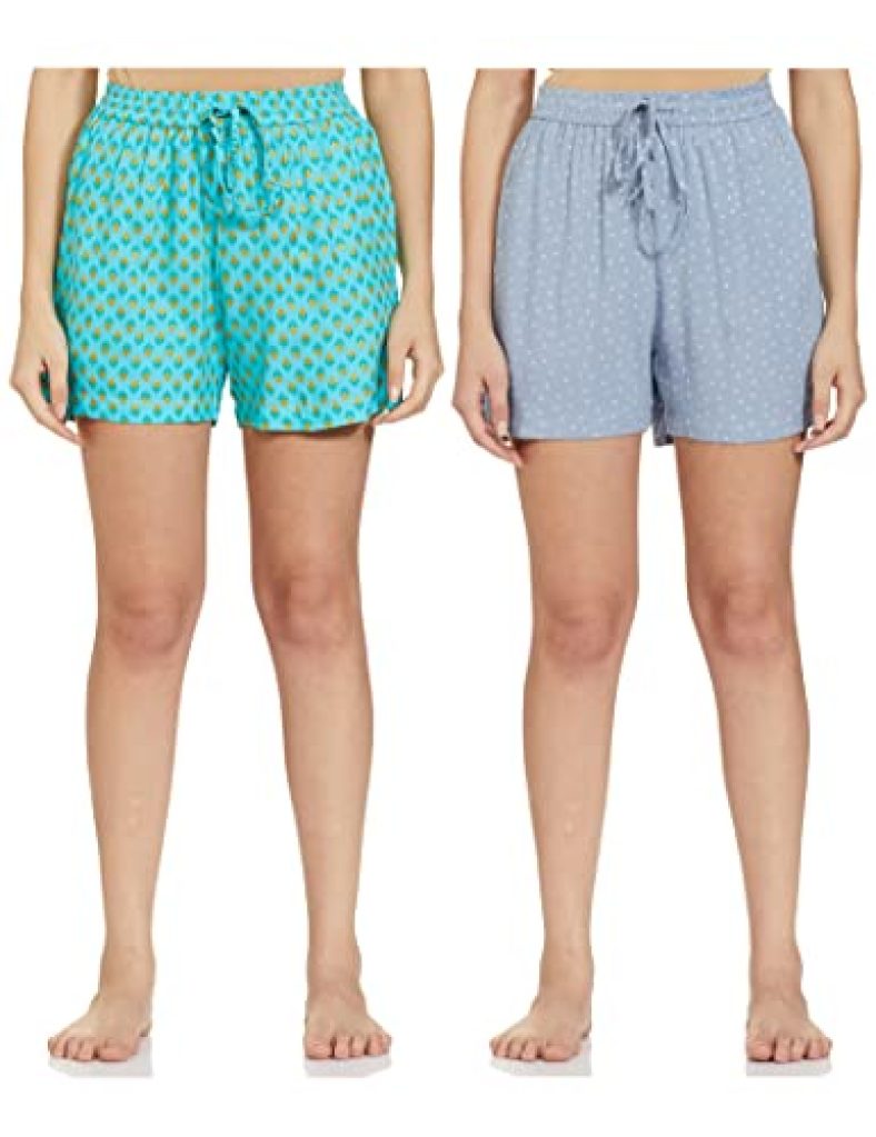 Indigo Women’S Bermuda Shorts (Pack Of 2) (Aw21/Blc-076 B_Color Name: Green+ Grey_L)