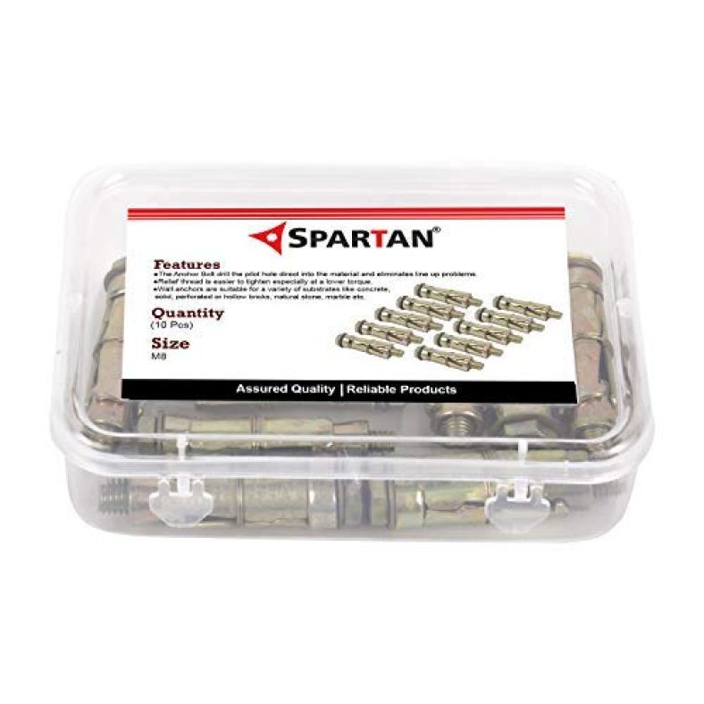 Spartan Wall Anchor Fasteners Kit – Size M8 (Golden, 10 Pieces)