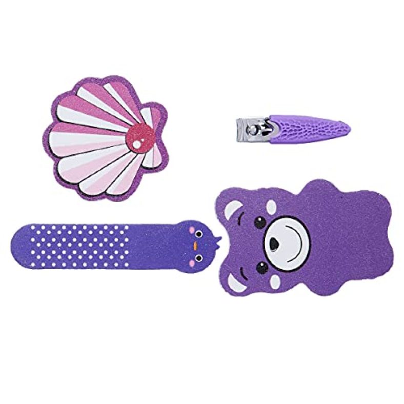 Amazon Brand – Solimo Manicure And Pedicure Kit With Nail Clipper And Three Nail Files, Purple, Pack Of 4